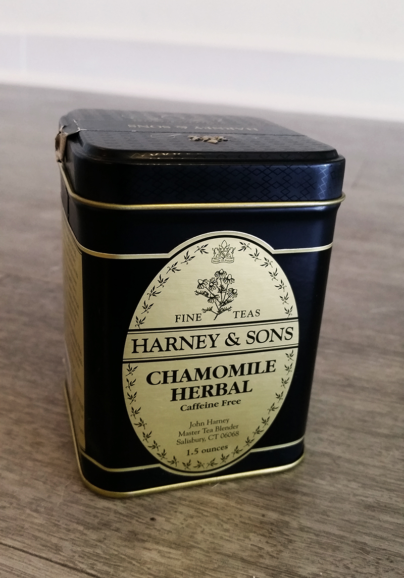 Harney & Sons chamomile tea tin